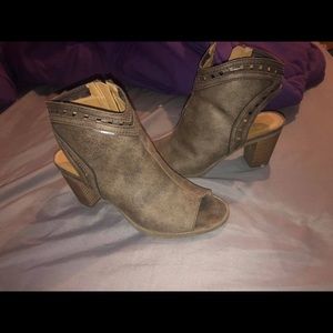 Maurice’s open toe booties